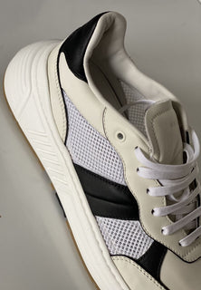 NIB $ 790 Bottega Veneta Herren-Sneaker aus Leder und Mesh Weiß/Schwarz 10 US 565646
