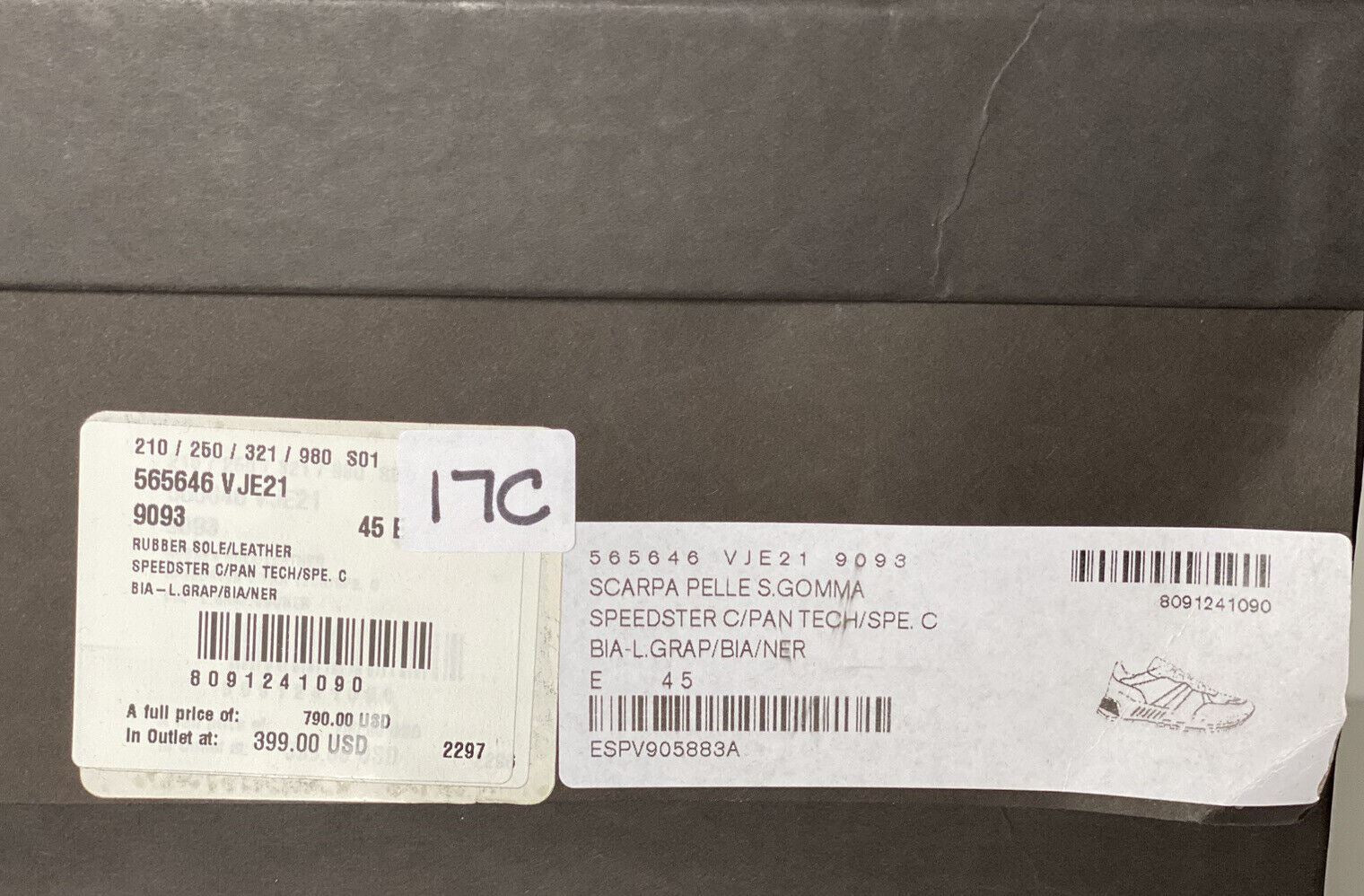 Мужские кроссовки из кожи и сетки Bottega Veneta, белые/черные, 790 долларов США, 12, США 565646