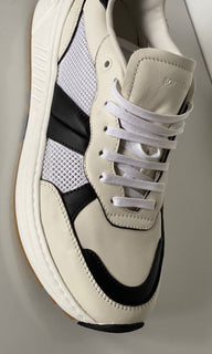 NIB $ 790 Bottega Veneta Herren-Sneaker aus Leder und Mesh Weiß/Schwarz 12 US 565646