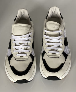 NIB $ 790 Bottega Veneta Herren-Sneaker aus Leder und Mesh Weiß/Schwarz 12 US 565646