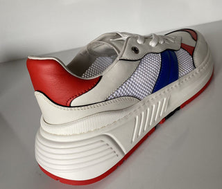 NIB Bottega Veneta Herren-Sneaker aus Leder und Mesh, Weiß/Rot/Blau, 9 US 565646 9080