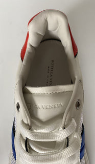 NIB Bottega Veneta Herren-Sneaker aus Leder und Mesh, Weiß/Rot/Blau, 9 US 565646 9080