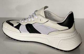 NIB $ 790 Bottega Veneta Herren-Sneaker aus Leder und Mesh Weiß/Schwarz 11 US 565646