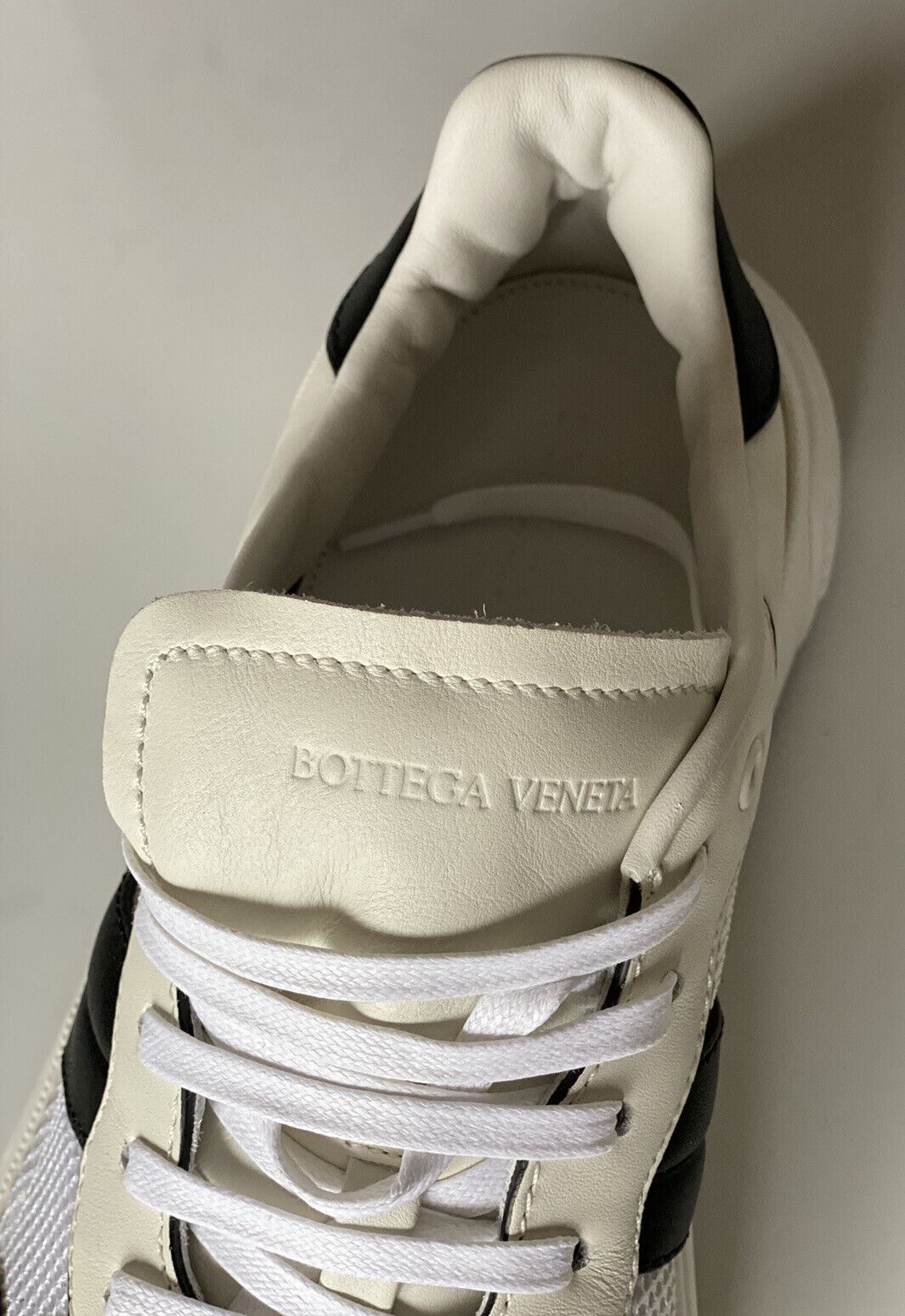 NIB $ 790 Bottega Veneta Herren-Sneaker aus Leder und Mesh Weiß/Schwarz 13 US 565646