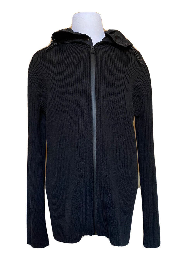 Neu mit Etikett: 1750 $ Bottega Veneta Herren-Pulloverjacke aus grober Merinowolle, Schwarz, L 631288