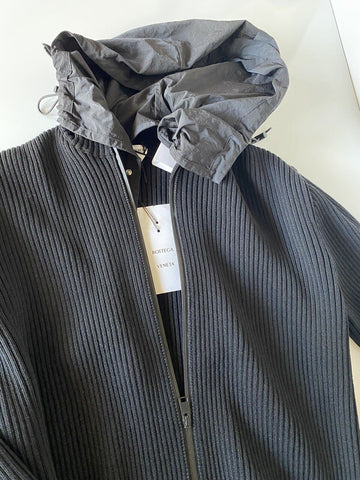 Neu mit Etikett: 1750 $ Bottega Veneta Herren-Pulloverjacke aus grober Merinowolle, Schwarz, L 631288