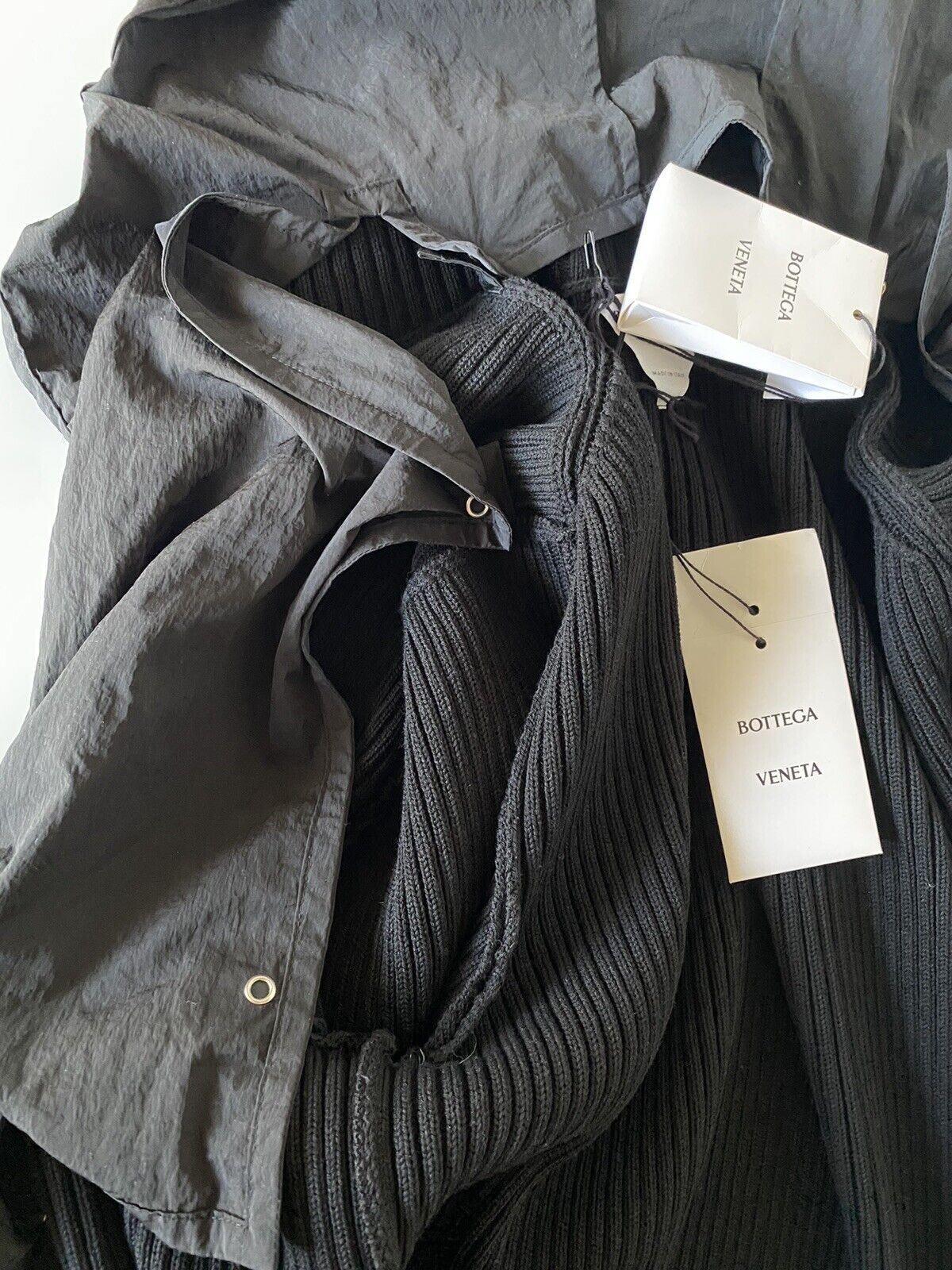 NWT $1750 Bottega Veneta Mens Chunky Merino Cotton Sweater Jacket Black L 631288