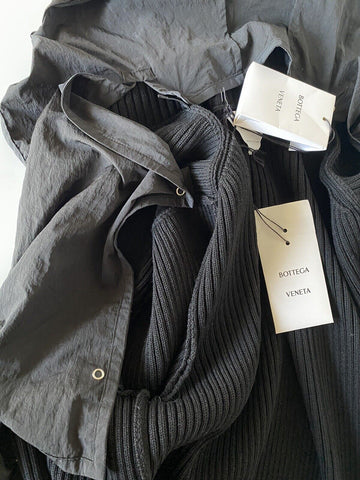 Neu mit Etikett: 1750 $ Bottega Veneta Herren-Pulloverjacke aus grober Merinowolle, Schwarz, L 631288