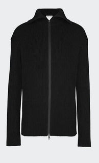 Neu mit Etikett: 1750 $ Bottega Veneta Herren-Pulloverjacke aus grober Merinowolle, Schwarz, L 631288