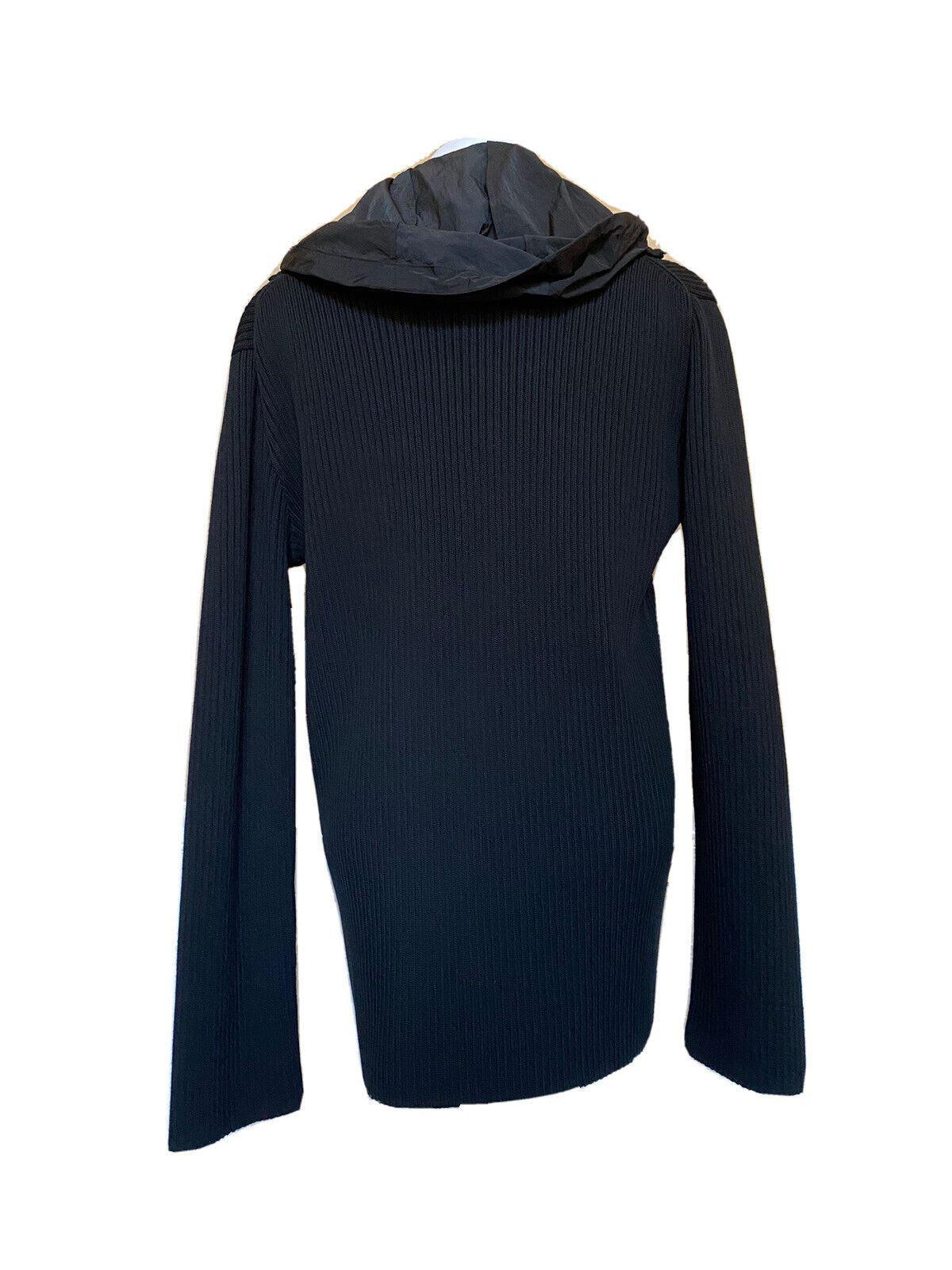 NWT $1750 Bottega Veneta Mens Chunky Merino Cotton Sweater Jacket Black L 631288