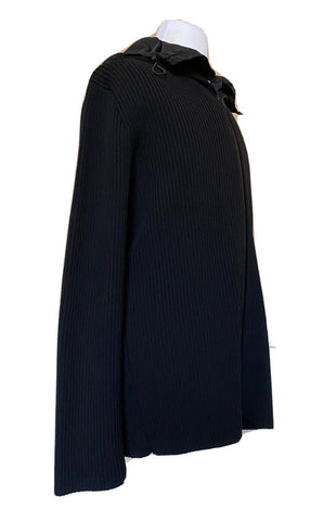 Neu mit Etikett: 1750 $ Bottega Veneta Herren-Pulloverjacke aus grober Merinowolle, Schwarz, L 631288