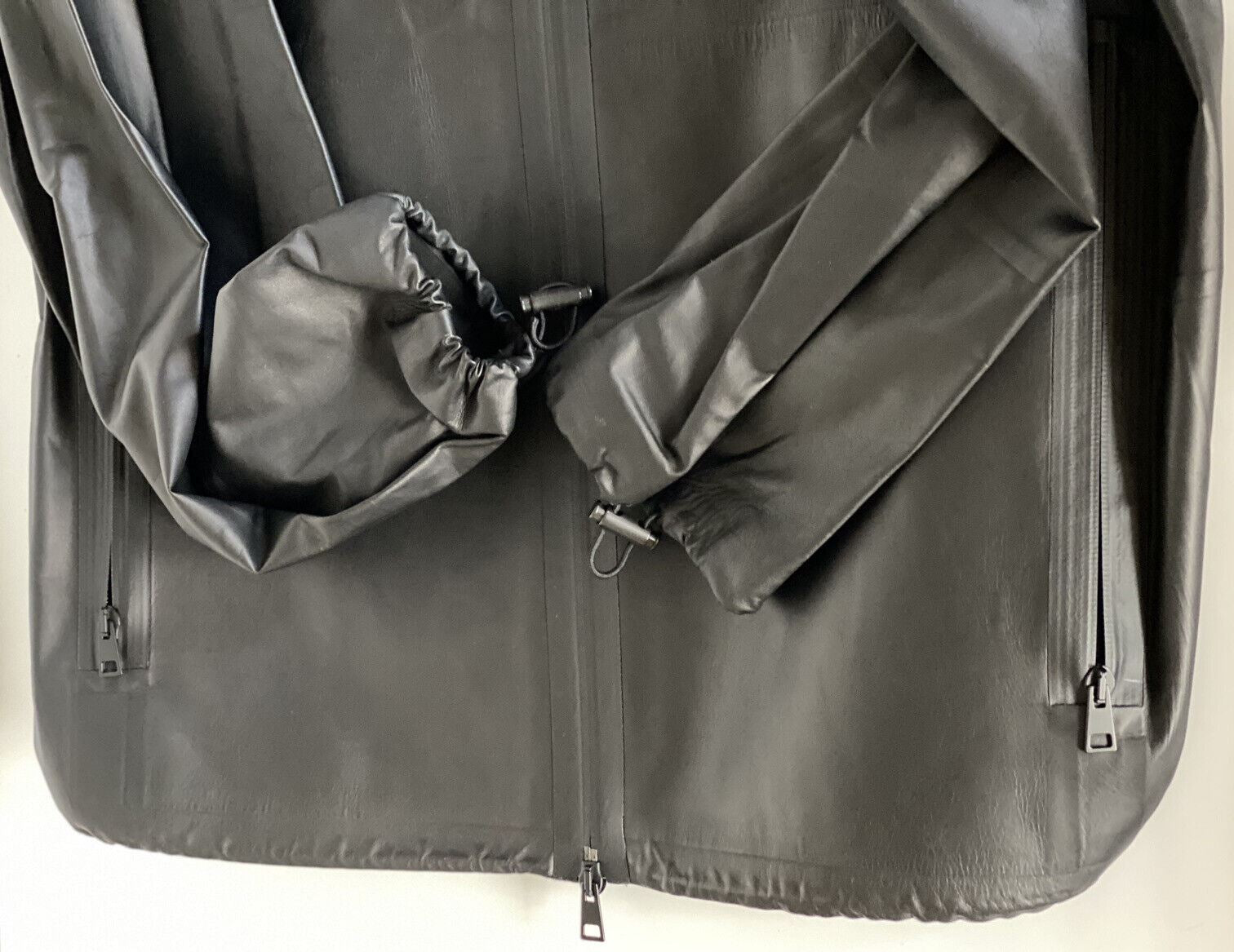 NWT $5900 Bottega Veneta Men's Calf Leather Light Jacket with Hoodie Black 44 US