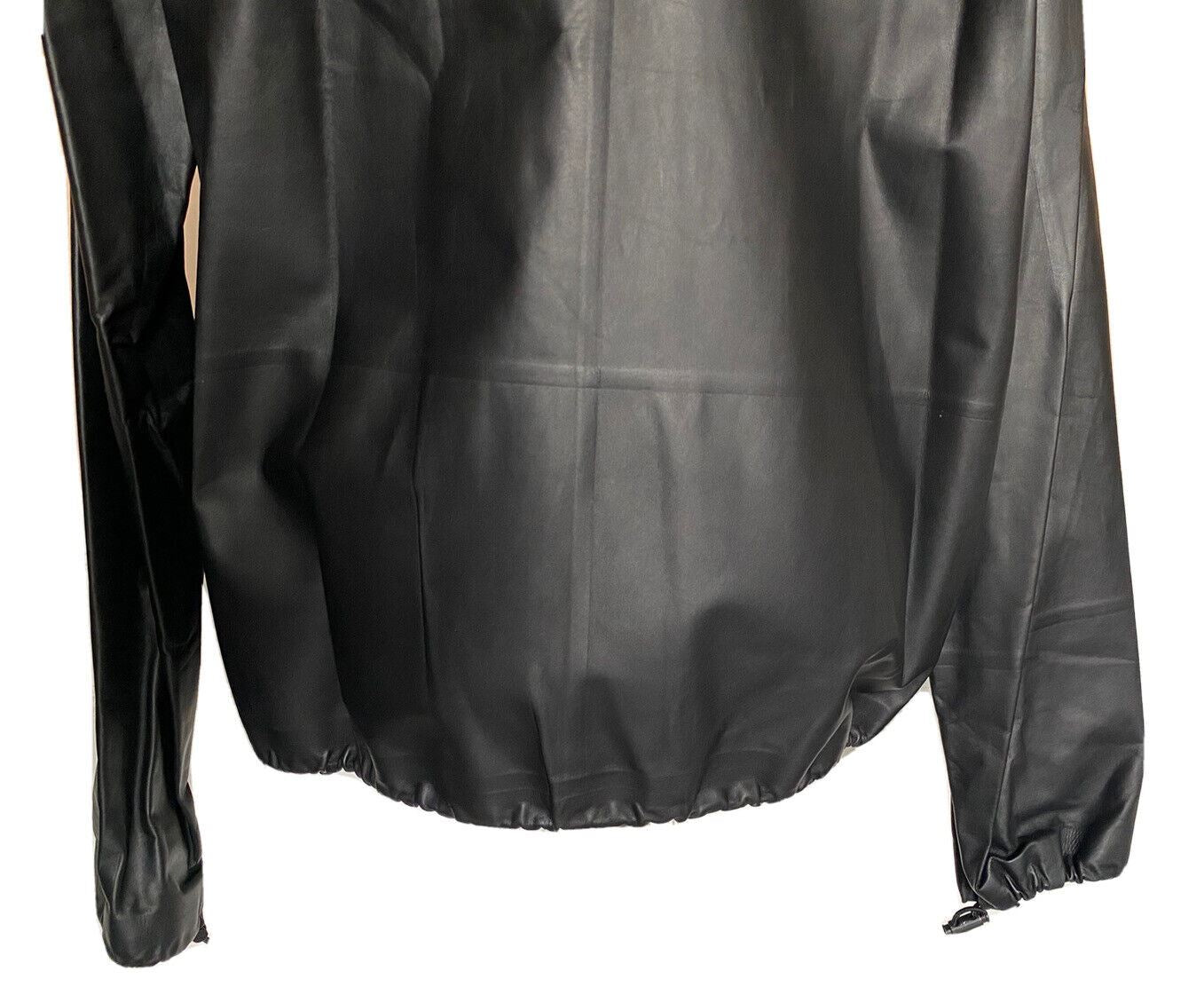 NWT $5900 Bottega Veneta Men's Calf Leather Light Jacket with Hoodie Black 44 US