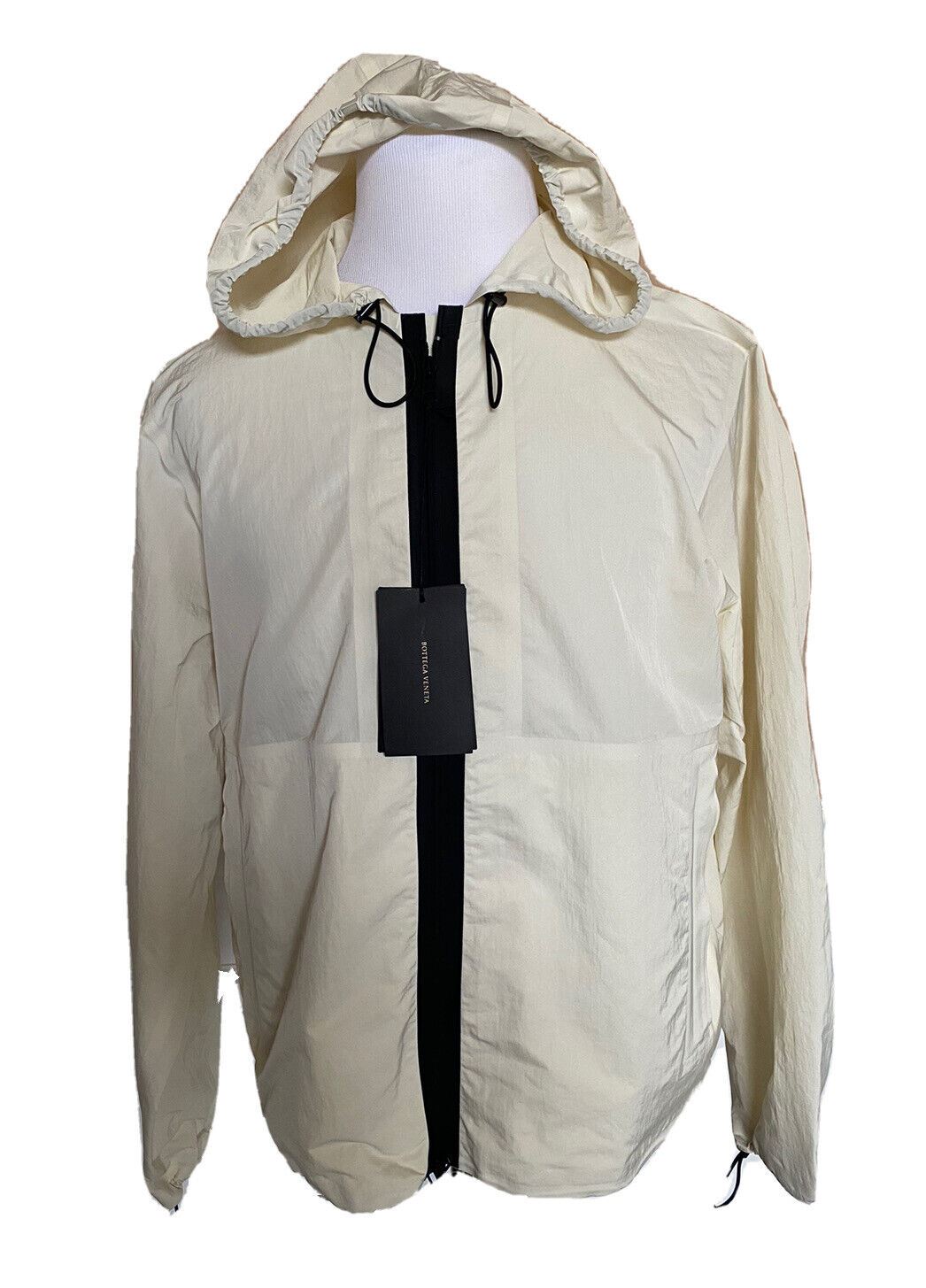NWT $1850 Bottega Veneta Men's Blouson Tech Nylon Chalk Jacket with Hoodie 40 US