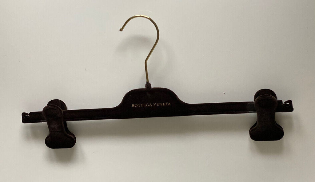 Bottega Veneta Brown Velvet 14,5" Clip-Hosenbügel mit goldenen Beschlägen 14,5x3 