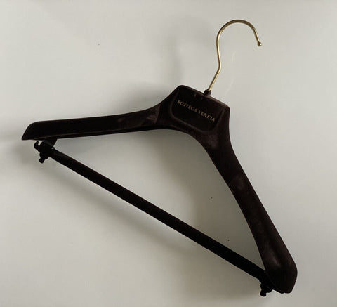 Bottega Veneta Velvet Brown Sweater Dress Pants Hanger with Gold Hardware 15x6