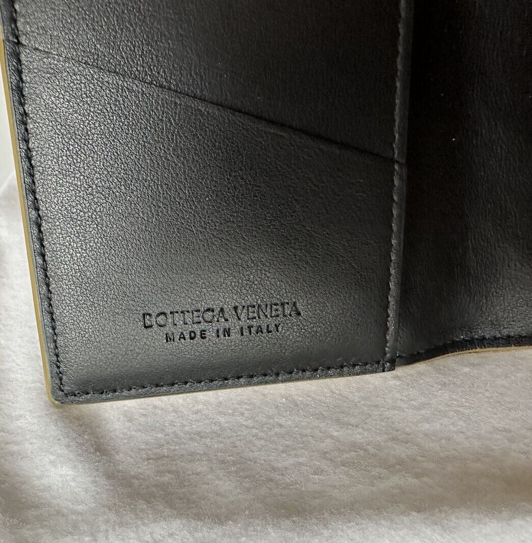 NWT $450 Bottega Veneta Intrecciato Leather Passport Holder Mustard/Black 629679