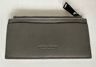 Neu mit Etikett: 520 $ Bottega Veneta Leder-Slim-Geldbörse Intreccio Weave Graphite, Red 591379