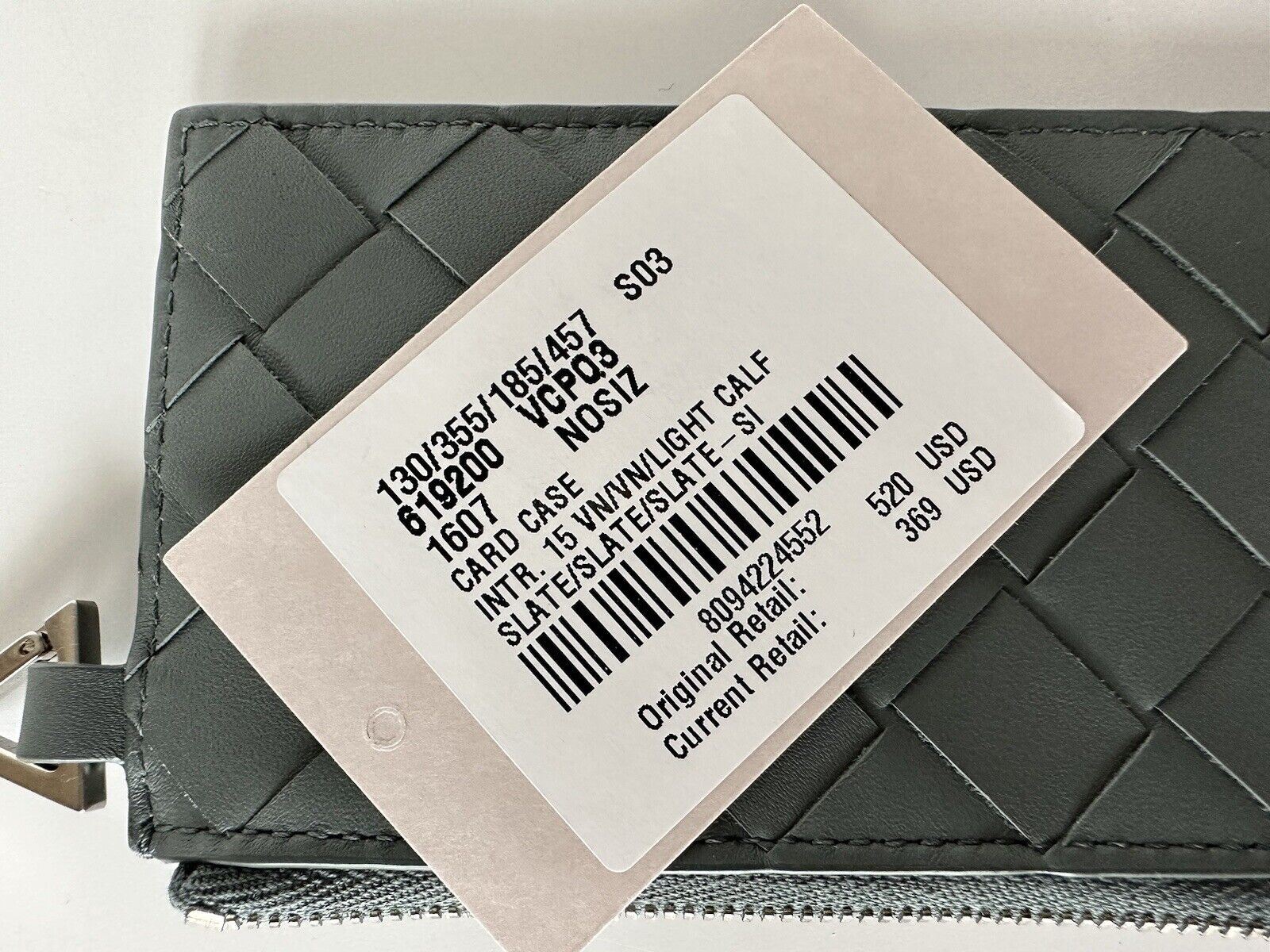 NWT $520 Тонкий кожаный кошелек Bottega Veneta Intreccio Weave Slate 619200