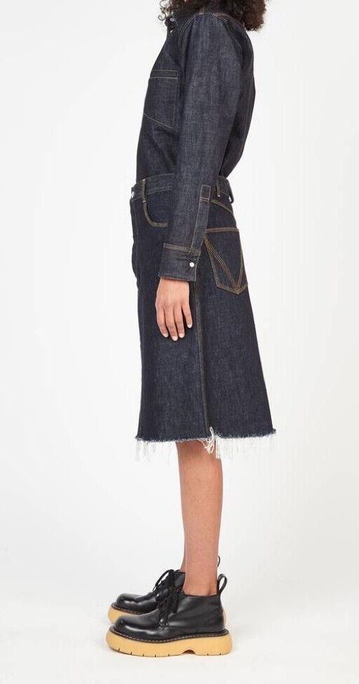 NWT $980 Bottega Veneta Japanese Raw Denim Skirt 6 US (40 Euro) Italy 656108