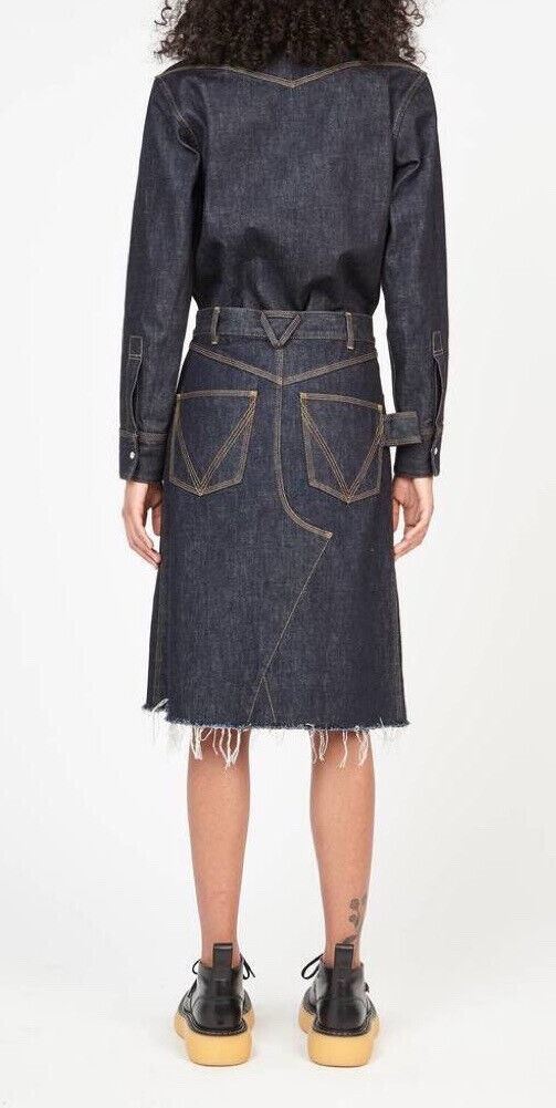 NWT $980 Bottega Veneta Japanese Raw Denim Skirt 6 US (40 Euro) Italy 656108