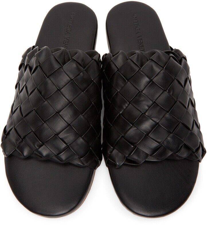 NIB $ 1150 Bottega Veneta Herren-Sandalen aus Intrecciato-Leder Schwarz 7 US 620298 IT