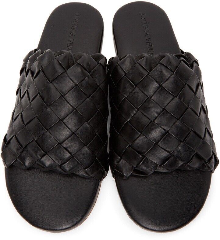 NIB $ 1150 Bottega Veneta Herren-Sandalen aus Intrecciato-Leder Schwarz 9 US 620298 IT