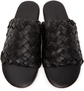 NIB $ 1150 Bottega Veneta Herren-Sandalen aus Intrecciato-Leder Schwarz 9 US 620298 IT