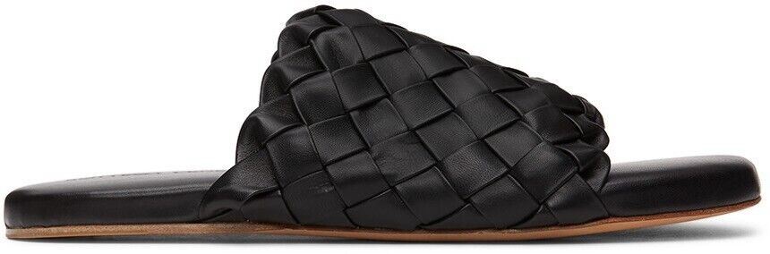 NIB $ 1150 Bottega Veneta Herren-Sandalen aus Intrecciato-Leder Schwarz 7 US 620298 IT