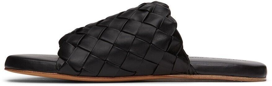 NIB $ 1150 Bottega Veneta Herren-Sandalen aus Intrecciato-Leder Schwarz 7 US 620298 IT