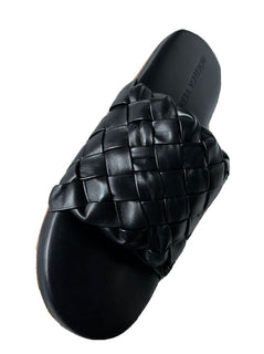 NIB $ 1150 Bottega Veneta Herren-Sandalen aus Intrecciato-Leder Schwarz 9 US 620298 IT