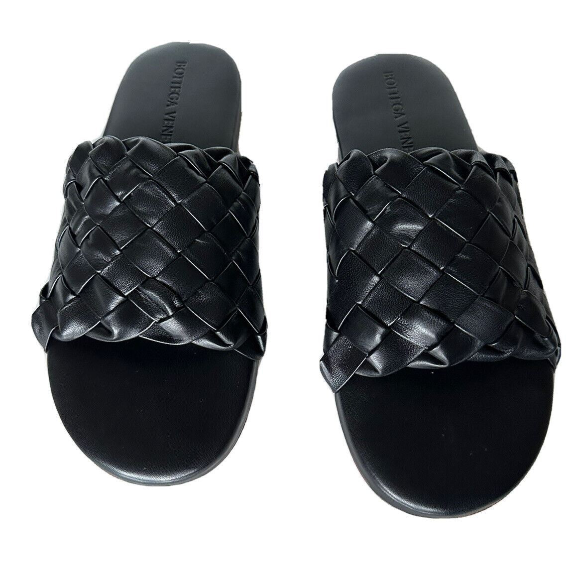 NIB $ 1150 Bottega Veneta Herren-Sandalen aus Intrecciato-Leder Schwarz 7 US 620298 IT