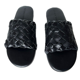 NIB $ 1150 Bottega Veneta Herren-Sandalen aus Intrecciato-Leder Schwarz 9 US 620298 IT