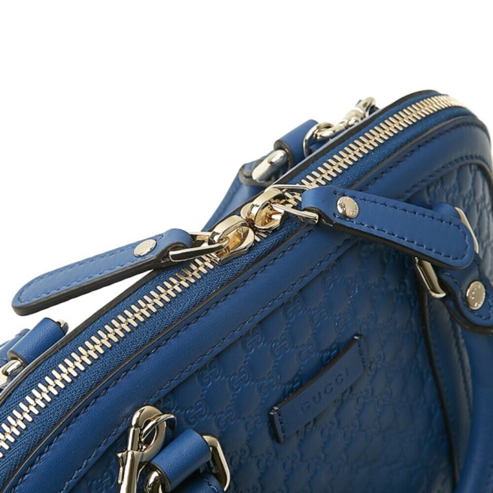 New Gucci GG Leather GG Microguccissima Monogram Dome Bag Blue Made in Italy