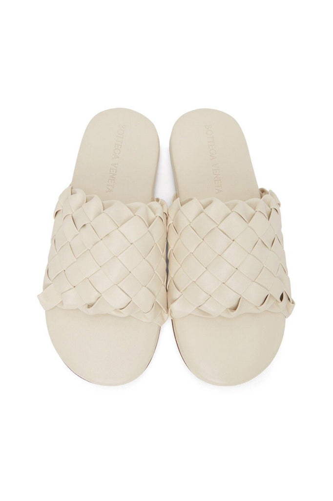 NIB $ 1150 Bottega Veneta Herren-Sandalen aus Intrecciato-Leder Weiß 9 US 620298 IT