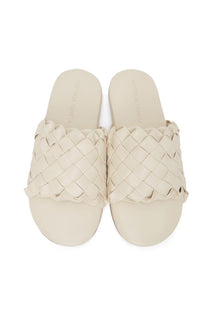 NIB $ 1150 Bottega Veneta Herren-Sandalen aus Intrecciato-Leder Weiß 9 US 620298 IT