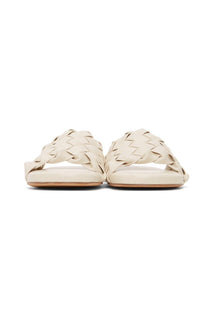 NIB $ 1150 Bottega Veneta Herren-Sandalen aus Intrecciato-Leder Weiß 9 US 620298 IT