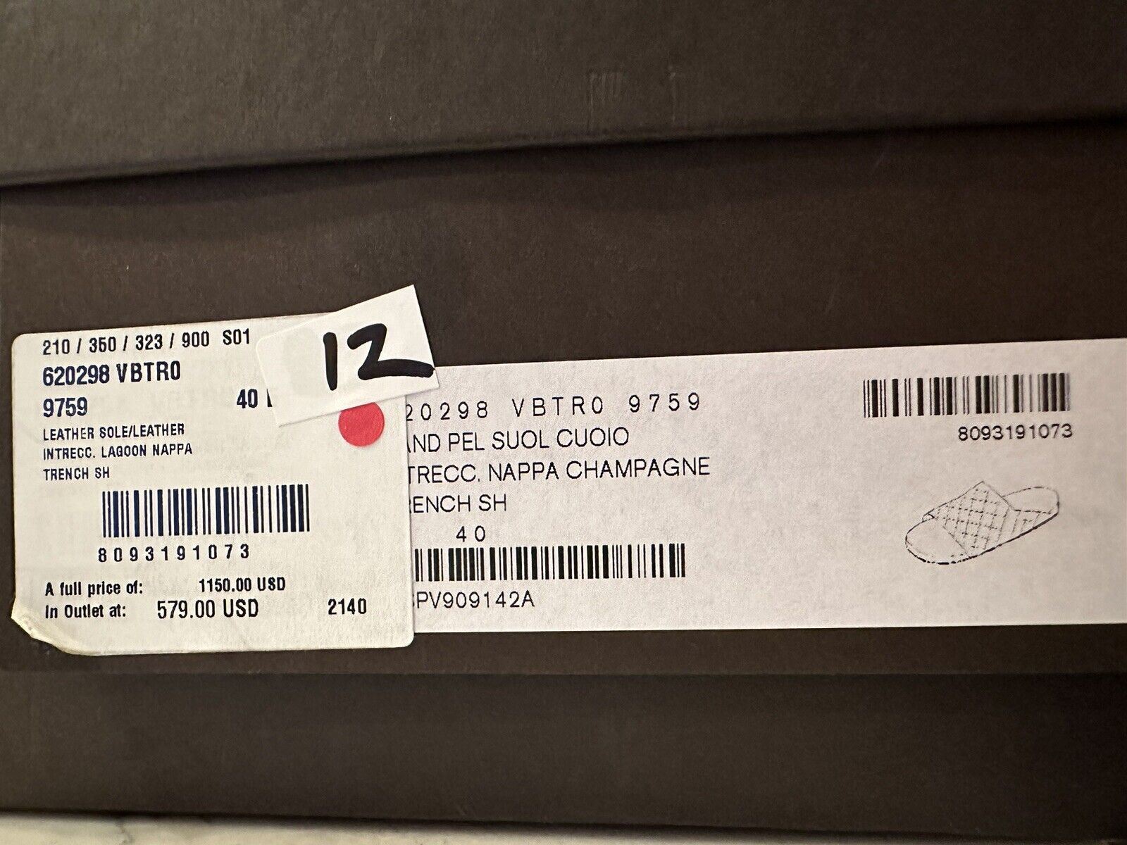 NIB $ 1150 Bottega Veneta Herren-Sandalen aus Intrecciato-Leder Weiß 7 US 620298 IT