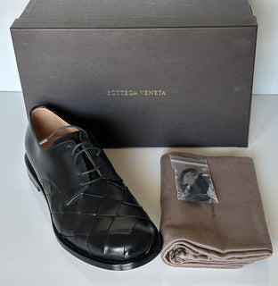 NIB $ 970 Bottega Veneta Intrecciato Varenne Leder Schwarze Schuhe 11 US 578272 