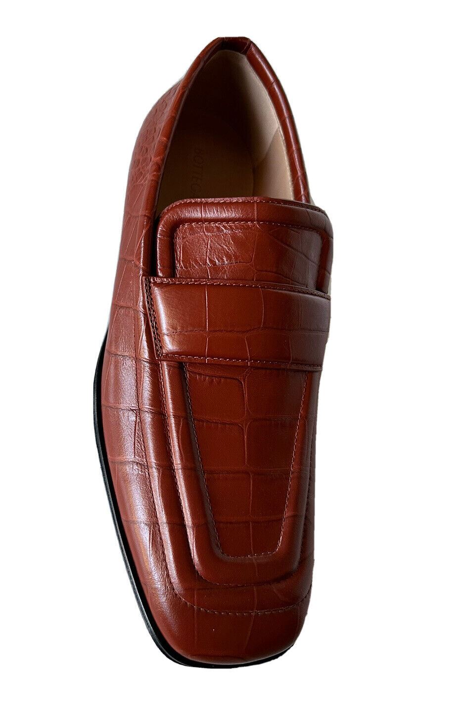 NIB $ 1050 Bottega Veneta Alligators Print Lederschuhe Braun 11 US 651350