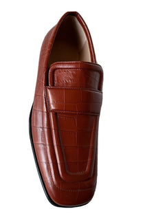 NIB $ 1050 Bottega Veneta Alligators Print Lederschuhe Braun 11 US 651350