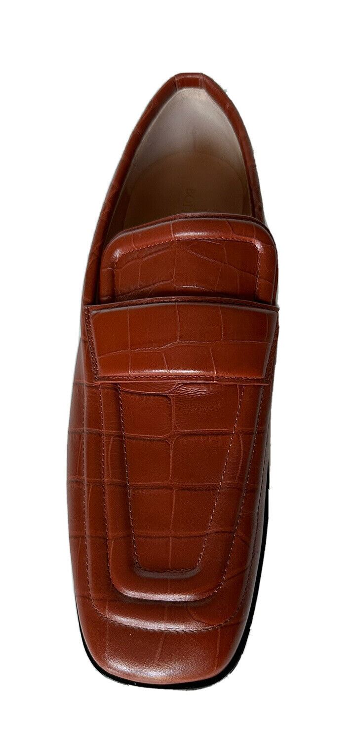 NIB $ 1050 Bottega Veneta Alligators Print Lederschuhe Braun 11 US 651350