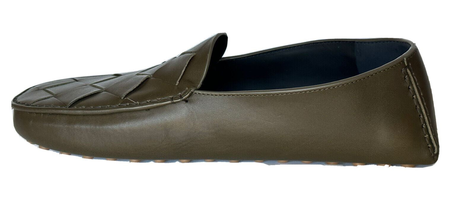 NIB $740 Bottega Veneta Douglas Intrecciato Leather Kaki Shoes 10 US 608763 IT