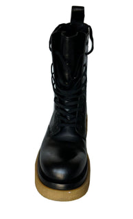NIB $ 1450 Bottega Veneta Military Kalbsleder Schwarze Stiefel 9 US 667093 IT