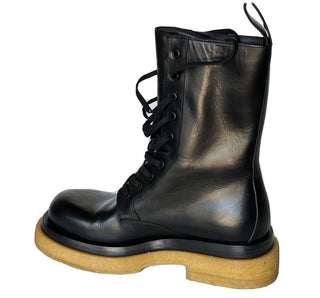 NIB $ 1450 Bottega Veneta Military Kalbsleder Schwarze Stiefel 9,5 US 667093 IT