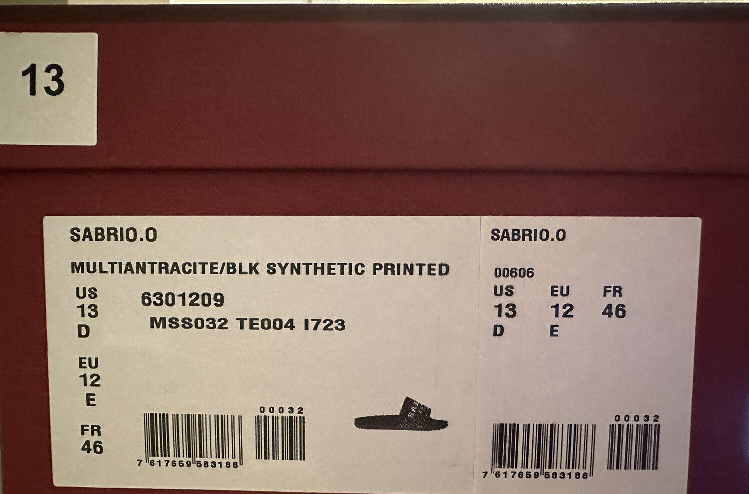 Мужские сандалии NIB Bally Sabrio, черные резиновые сандалии с логотипом, 13, США, 6301209, Италия 