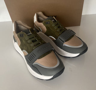 NIB Burberry Herren Ramsey Check Beige &amp; Green Sneakers 8 US (41 Euro) 8045292 IT 