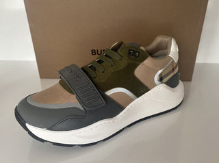 NIB Burberry Herren Ramsey Check Beige &amp; Green Sneakers 8 US (41 Euro) 8045292 IT 