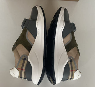 NIB Burberry Herren Ramsey Check Beige &amp; Green Sneakers 8 US (41 Euro) 8045292 IT 