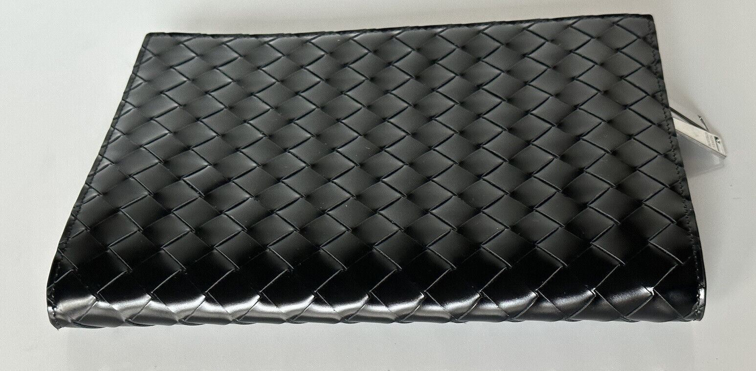 Neu mit Etikett: Bottega Veneta Intrecciato Dokumententasche aus glänzendem Kalbsleder, Schwarz 592855